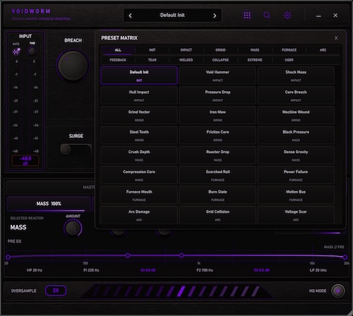 LWNX DSP「VOIDWORM」入力音を解析してリアルタイムにサウンドが変化する4リアクター搭載のWindows向けディストーション｜DTMプラグインセール