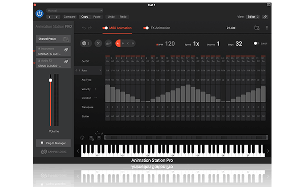 Sample Logic「Animation Station PRO」手持ちのVST・AUソフト音源にアルペジオやモジュレーションを加え、動きのあるサウンドへ進化させるMIDIアニメーションツール|DTMプラグインセール