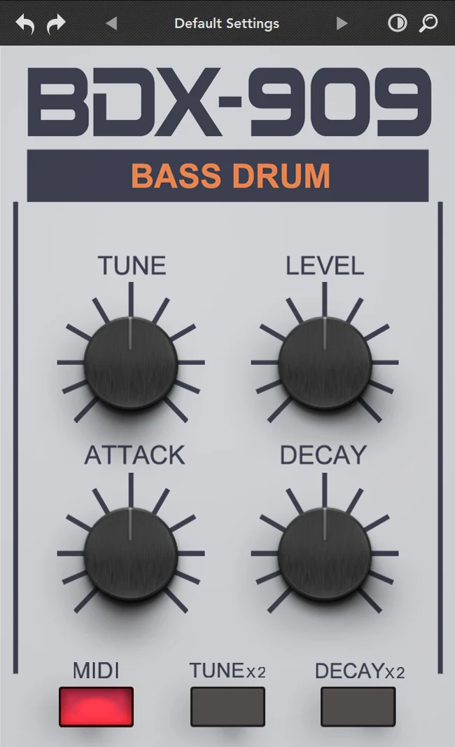 Rave Generation「BDX-909」TR-909ベースドラムを回路レベルで忠実に再現し、24種類のチューニングやリアルタイムクリッピングで自由な音作りが楽しめるキックドラム専用プラグイン｜DTMプラグインセール