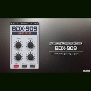 Rave Generation「BDX-909」TR-909ベースドラムを回路レベルで忠実に再現し、24種類のチューニングやリアルタイムクリッピングで自由な音作りが楽しめるキックドラム専用プラグイン｜DTMプラグインセール
