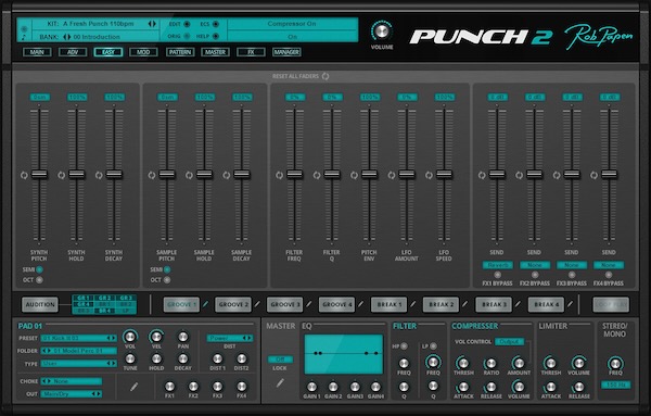 Rob Papen「Punch 2」ドラムシンセとサンプルを組み合わせるだけでなく、自分のSample/REXを取り込み、Slice、Granular、Sequencerまで一体化できるサウンドデザイン型ドラムマシン|DTMプラグインセール