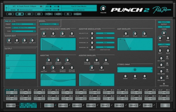 Rob Papen「Punch 2」ドラムシンセとサンプルを組み合わせるだけでなく、自分のSample/REXを取り込み、Slice、Granular、Sequencerまで一体化できるサウンドデザイン型ドラムマシン|DTMプラグインセール