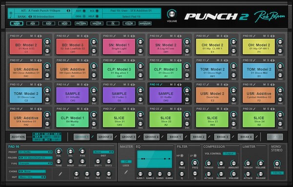 Rob Papen「Punch 2」ドラムシンセとサンプルを組み合わせるだけでなく、自分のSample/REXを取り込み、Slice、Granular、Sequencerまで一体化できるサウンドデザイン型ドラムマシン|DTMプラグインセール