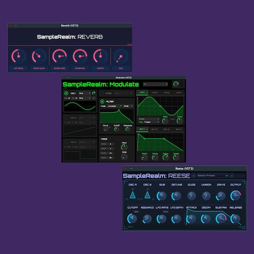SampleRealm「SR: Reverb / SR: Modulate / SR: Reese」音に広がりを加えるリバーブから音作りに便利なシンセまで無料プラグイン3製品｜DTMプラグインセール
