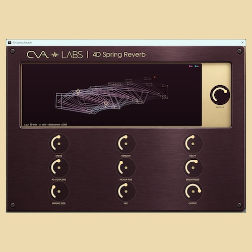 CVA Labs「4D Spring Reverb」4Dラティススプリングモデルによる物理モデリングを採用し、本物のスプリングリバーブのような金属的な響きと独特の空間表現を実現したリバーブプラグイン｜DTMプラグインセール
