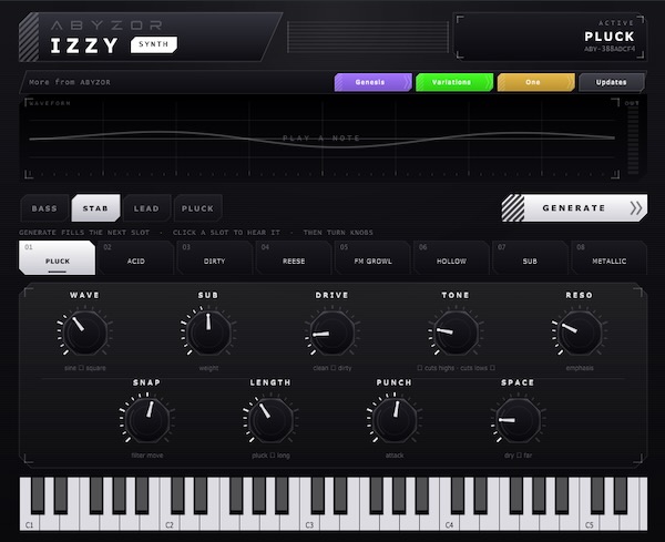 ABYZOR「IZZY Synth」シンセシスの知識がなくても理想のサウンドを作れる、初心者にも扱いやすいシンプル設計のソフトウェアシンセ|DTMプラグインセール