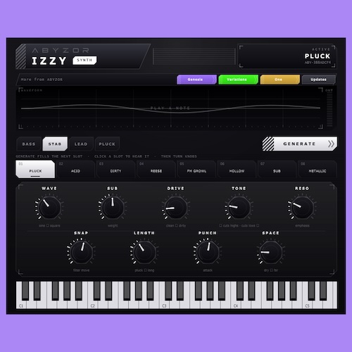 ABYZOR「IZZY Synth」シンセシスの知識がなくても理想のサウンドを作れる、初心者にも扱いやすいシンプル設計のソフトウェアシンセ｜DTMプラグインセール