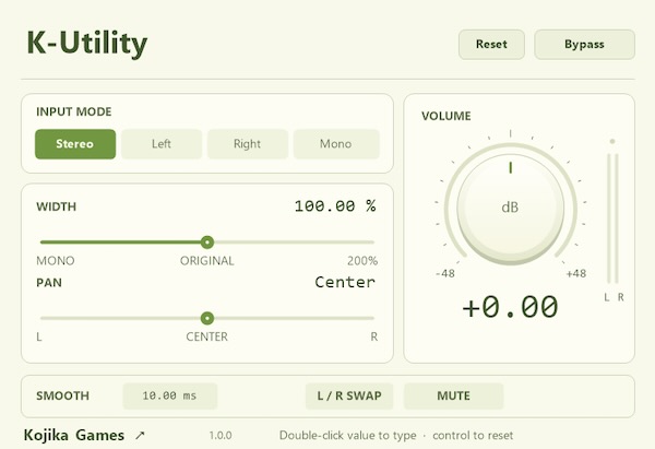 Kojika Games「K-Utility、K-EQ、K-Clipper」音量調整・24バンドEQ・ハードクリッピングを手軽に行える無料オーディオプラグイン|DTMプラグインセール