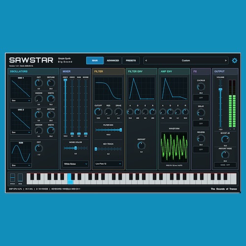 RobCZart「SAWSTAR」最大7レイヤーのユニゾンやLFO、内蔵エフェクト、豊富なプリセットを搭載したVST3シンセサイザー｜DTMプラグインセール