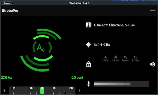 Applicaudia「StroboPro DAW Plugin (Beta)」複数の倍音を同時表示するマルチハーモニック機能と0.1セント未満の高精度チューニングを実現するDAW対応ストロボチューナープラグイン|DTMプラグインセール