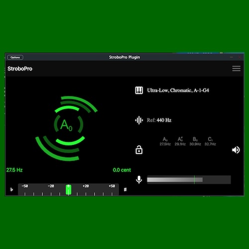 Applicaudia「StroboPro DAW Plugin (Beta)」複数の倍音を同時表示するマルチハーモニック機能と0.1セント未満の高精度チューニングを実現するDAW対応ストロボチューナープラグイン｜DTMプラグインセール