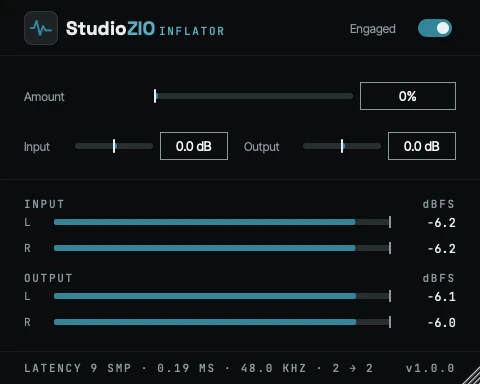 StudioZIO「StudioZIO Inflator」シンプルな操作で倍音を加え、音の厚みや存在感を手軽に調整できるハーモニックエンハンサー|DTMプラグインセール