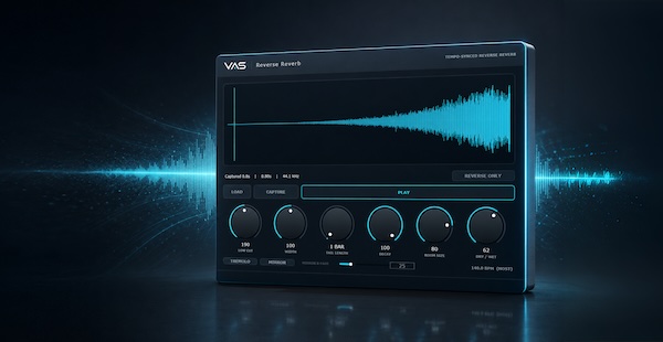 VAS「VAS Reverse Reverb」ボーカル・ドラム・シンセに逆再生リバーブを簡単に追加、アンビエントやシネマティックなサウンドメイクに役立つリバースリバーブ｜DTMプラグインセール