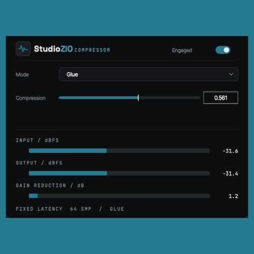 StudioZIO「StudioZIO Compressor」1つのスライダーだけで自然なコンプレッションを実現できる、2種類のモードを搭載したシンプル設計のコンプレッサー｜DTMプラグインセール