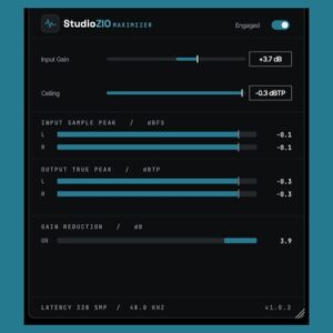 StudioZIO「StudioZIO Maximizer」Input GainとCeilingだけで音圧調整ができるシンプル設計のmacOS向けリミッター｜DTMプラグインセール