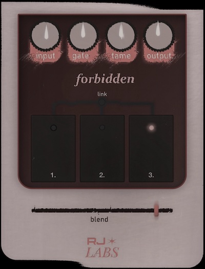 RJ Labs「FORBIDDEN」歪みを加えずに音の存在感を高め、3種類の回路とGate+で幅広い音作りができる無料ブーストプラグイン｜DTMプラグインセール
