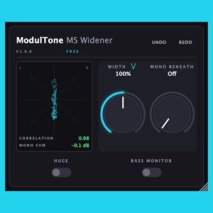 ModulTone「MS Widener」低域をモノラルに保ちながら高域だけに自然なステレオの広がりを加えられる無料ステレオワイドナー｜DTMプラグインセール