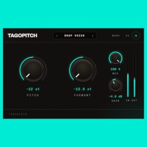 TAGOBEATS「TAGOBEATS」自然なハモリやダブリングも簡単に作成！ピッチとフォルマントを個別に調整できる無料のボーカルピッチシフタープラグイン｜DTMプラグインセール