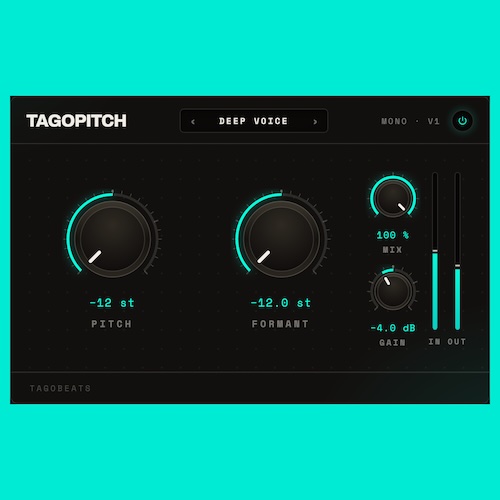 TAGOBEATS「TAGOBEATS」自然なハモリやダブリングも簡単に作成！ピッチとフォルマントを個別に調整できる無料のボーカルピッチシフタープラグイン｜DTMプラグインセール