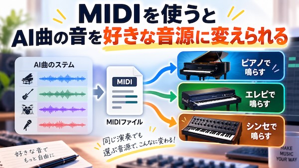 AI曲の音を好きな音源に差し替える方法｜MIDIを使って別の音で鳴らそう