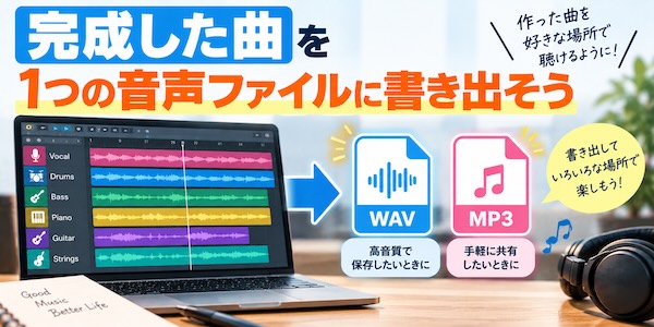 AI曲の編集を仕上げる方法|音量を整えて1つの曲に書き出そう【ミックス作業】