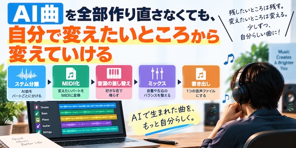 AI曲の編集を仕上げる方法|音量を整えて1つの曲に書き出そう【ミックス作業】