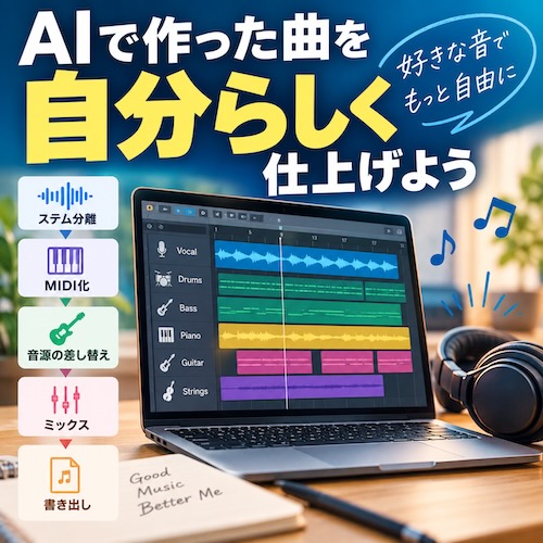 AI曲の編集を仕上げる方法｜音量を整えて1つの曲に書き出そう【ミックス作業】