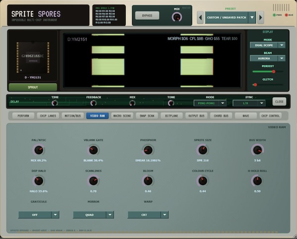 Phantomexposure「Sprite Spores」レトロゲーム風サウンドからアンビエントまで対応、複数のチップ音源を自由に組み合わせて音作りができる無料VSTプラグイン|DTMプラグインセール