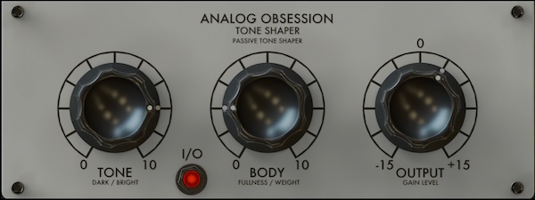 Analog Obsession「ToneShaper」音の明るさを整えるTONEと中低域〜中域の厚みを調整するBODYで、直感的に音作りできるパッシブ・トーンコントロールプラグイン｜DTMプラグインセール