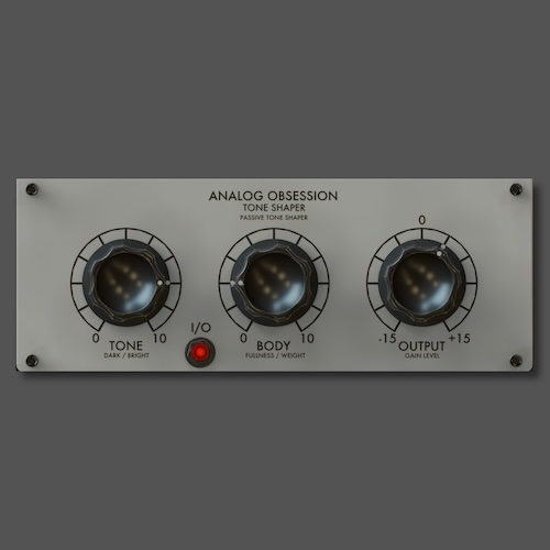 Analog Obsession「ToneShaper」音の明るさを整えるTONEと中低域〜中域の厚みを調整するBODYで、直感的に音作りできるパッシブ・トーンコントロールプラグイン｜DTMプラグインセール