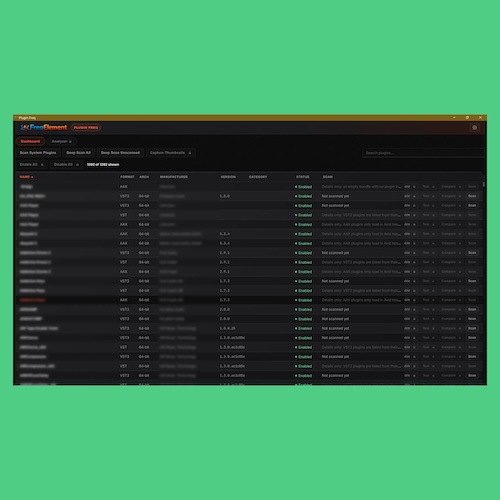 FreqElement「Plugin Freq（Free）」インストール済みのVST3・VST2・CLAP・LV2プラグインを一覧表示し、メーカーやバージョン情報まで確認できるWindows向け管理ツール｜DTMプラグインセール