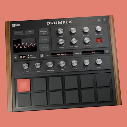 SoniX Audio「DRUMFLX」One ShotモードとDrum Loopモードを搭載し、Modern・Vintage・Textureの3つのサウンドモードで幅広いドラムサウンドを作れるドラムプラグイン｜DTMプラグインセール