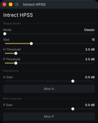 Intrect「Intrect HPSS」3つの分離モードで音の構造を細かく分析・調整できるオーディオプラグイン｜DTMプラグインセール