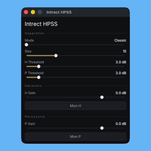 Intrect「Intrect HPSS」3つの分離モードで音の構造を細かく分析・調整できるオーディオプラグイン｜DTMプラグインセール