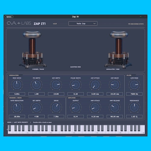 CVA Labs「Zap It!」テスラコイルの放電音をモチーフにした個性的なモノフォニックFMシンセサイザー｜DTMプラグインセール