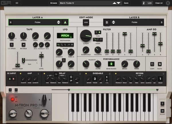GForce「M-Tron Pro IV」Mellotron M400のテープサウンドを再現！200以上のテープバンクと800以上のプリセットを収録したメロトロン音源｜DTMプラグインセール