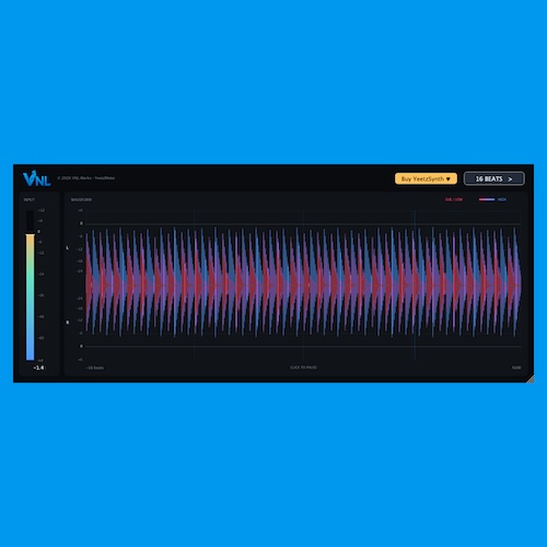 VNL Works「YeetzMeter」ステレオ波形や入力レベル、周波数バランスをリアルタイムで確認できるVST3オーディオメーター｜DTMプラグインセール