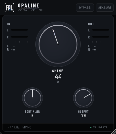 Floodo's Audio Labs「Opaline」コンプレッション・テープサチュレーション・倍音生成まで1つにまとめた無料ボーカルポリッシャー｜DTMプラグインセール