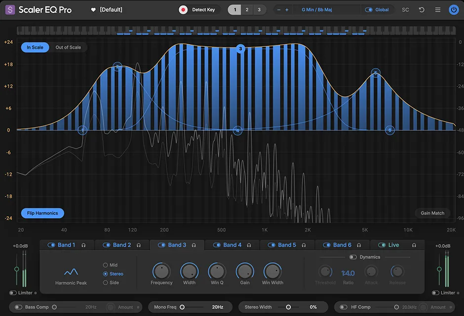 Scaler Music「Scaler EQ Pro」音程・キー・スケールを意識したEQ処理とダイナミクス調整を組み合わせられる音楽的EQプラグイン｜DTMプラグインセール