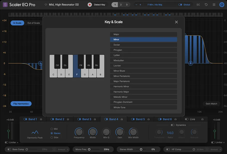 Scaler Music「Scaler EQ Pro」音程・キー・スケールを意識したEQ処理とダイナミクス調整を組み合わせられる音楽的EQプラグイン｜DTMプラグインセール
