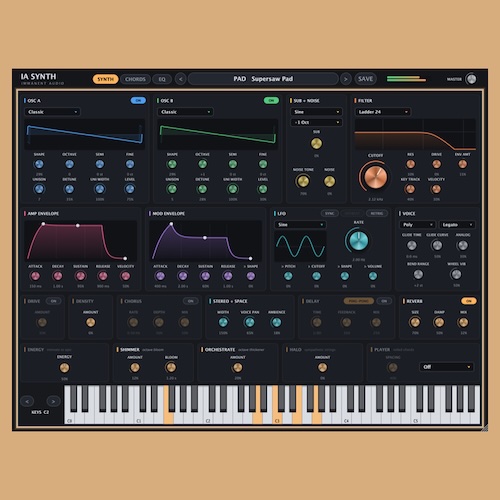 Immanent Audio「IA Synth」120プリセット＋コード進行・リズム作成・MIDI出力まで対応した無料シンセサイザー｜DTMプラグインセール