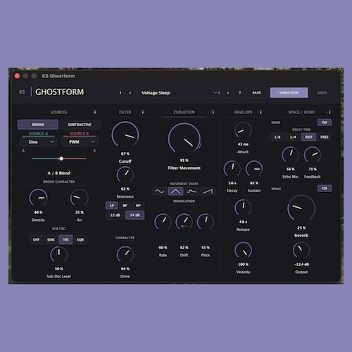 Kreativ Sound「KS Ghostform」ゆっくり変化するドローン・ストリングスを作れるシネマティックシンセ｜DTMプラグインセール