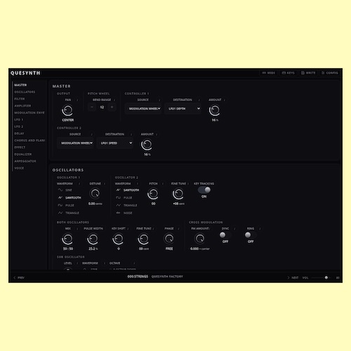 Mauro Moreno「Quesynth」Synth1のサウンドとパラメーターモデルを再現！.sy1パッチも読み込める無料バーチャルアナログシンセ｜DTMプラグインセール