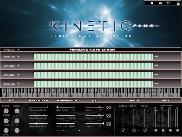 Kirk Hunter Studios「Kinetic Strings Plus」4つの独立タイムラインでシネマティックなストリングスパターンを作れるKontakt音源｜DTMプラグインセール