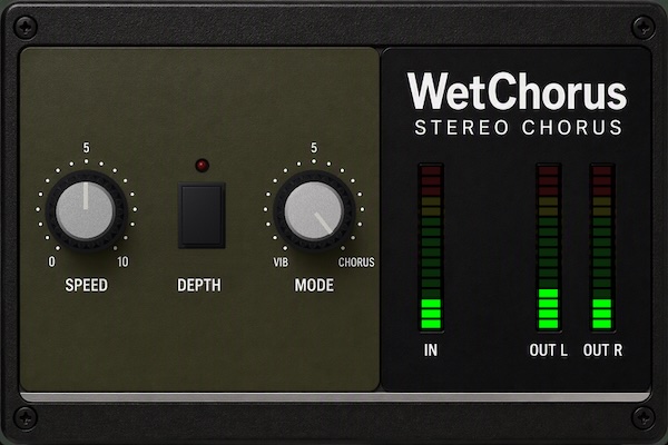 WETVST「WetChorus」1970年代ギターアンプの回路をモデルにしたBBDステレオコーラス！揺らぎとヒスノイズまで再現した無料プラグイン｜DTMプラグインセール