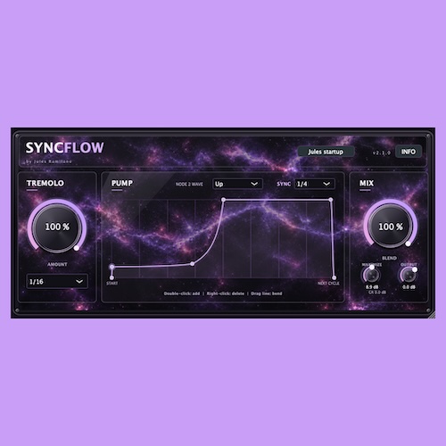 Jules Audio Tools「SYNCFLOW」自由に描いたカーブでテンポ同期のトレモロやパンピングを作れる無料エフェクト｜DTMプラグインセール