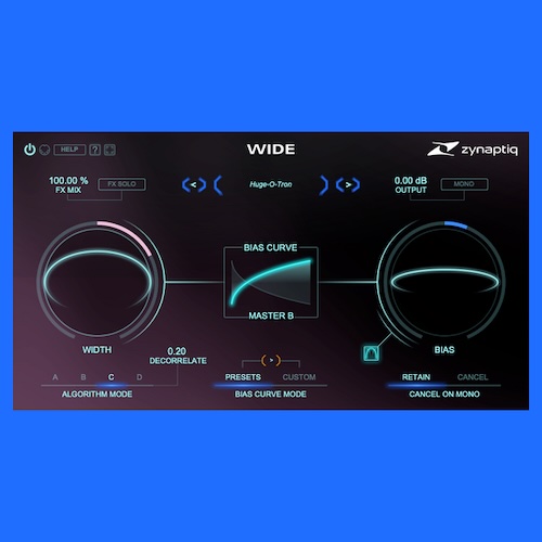 Zynaptiq「WIDE」モノラル互換性を保ちながらステレオ幅を広げ、モノ素材のステレオ化にも対応するイメージャー｜DTMプラグインセール
