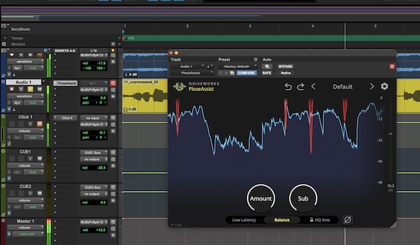 NoiseWorks「PloseAssist」ボーカルやナレーションの破裂音を自動除去!声の太さを保ちながらポップノイズを軽減する無料プラグイン|DTMプラグインセール