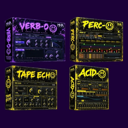 Madhouse Audio「ACID-O・Tape Echo・PERC-O・VERB-O」アシッドベース・テープディレイ・ドラム変換・リバーブまで揃う無料プラグイン4選｜DTMプラグインセール