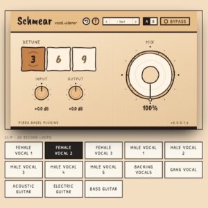 Pizza Bagel Plugins「Schmear」3つのデチューン幅とMixノブだけでボーカルを左右に広げられるワイドナープラグイン｜DTMプラグインセール